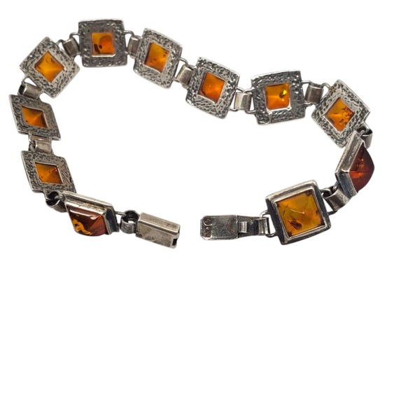 Sterling Silver Amber Station Bracelet #21102 - Picture 4 of 12